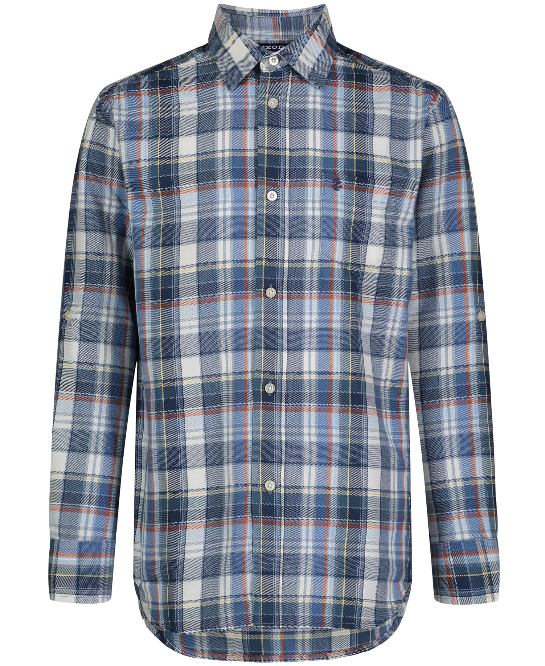 IZOD Boys' Long Sleeve Plaid Button-Down Twill Shirt
