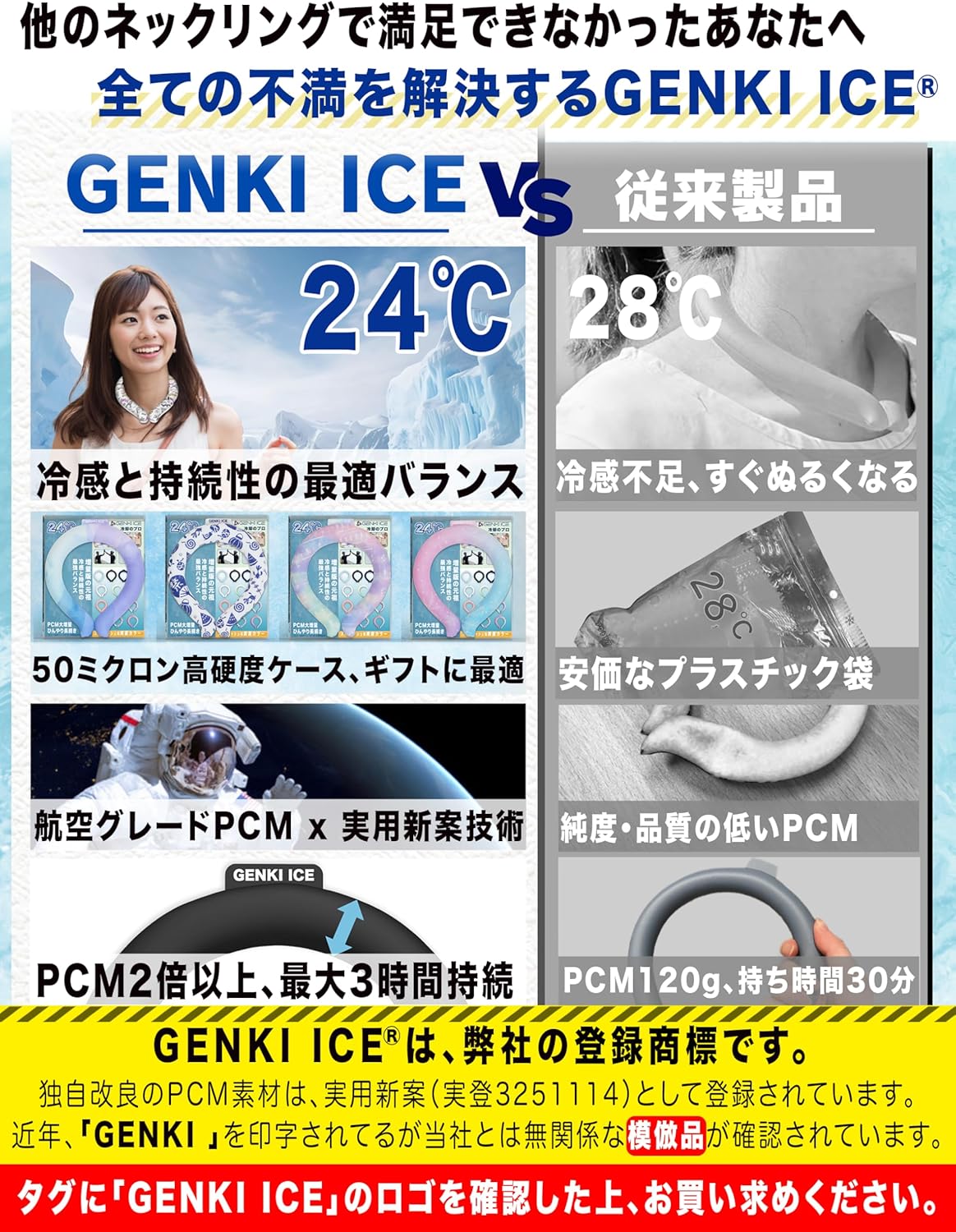 Genki Ice ネッククーラー 2025年増量両面カラー大進化! 24℃凍結 クールリング クールネックリング PCM 首 冷却 首ひんやりグッズ 冷却グッズ 大人 子供 L M S XS 熱中症対策 暑さ対策グッズ 日本の企業 屋外 キャンプ アウトドア (L, ロイヤルネイビー) - Image 4