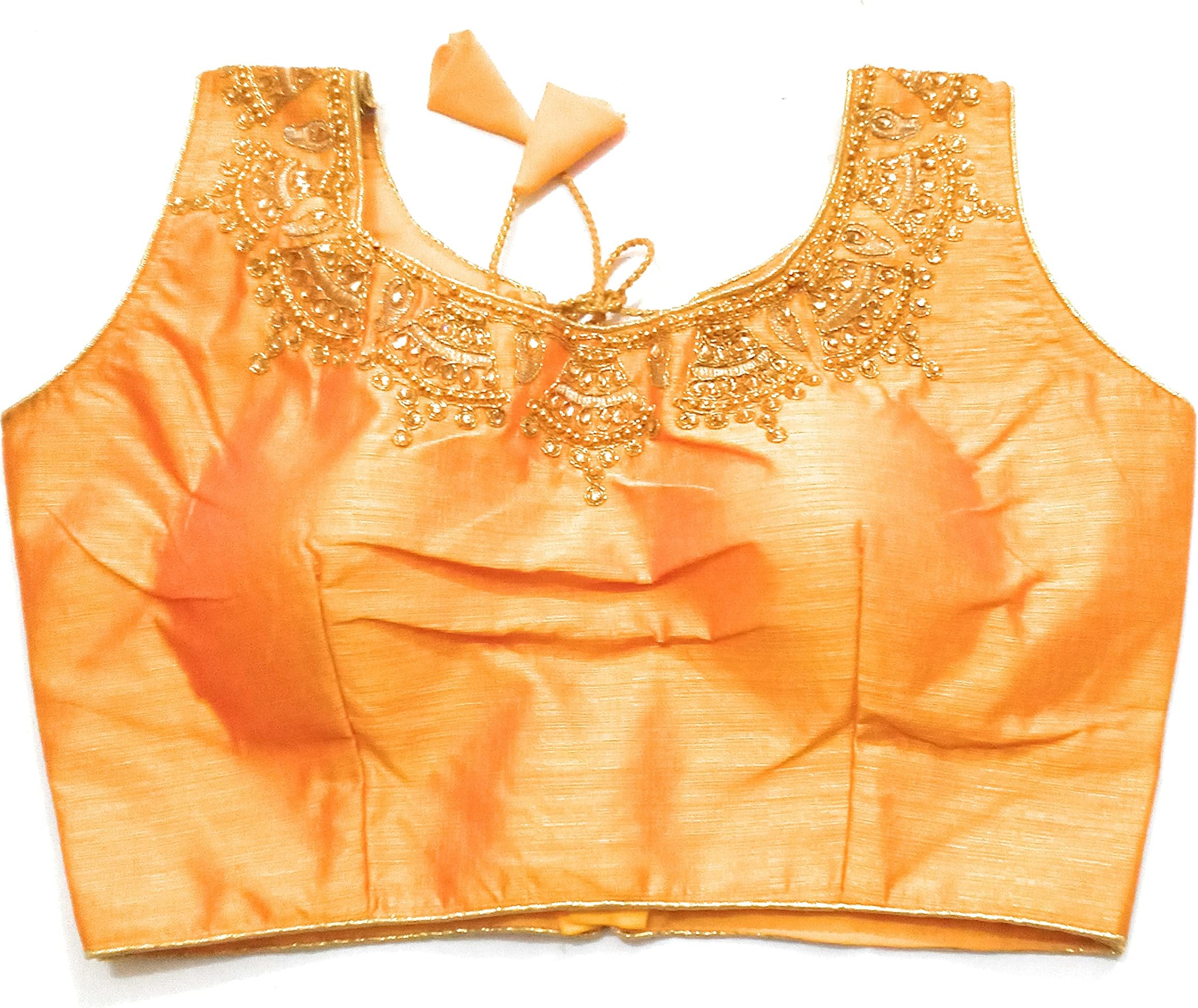 Fashioncraft Women's Brocade & Georgette Blouse (Light Yellow Colour) Size 36