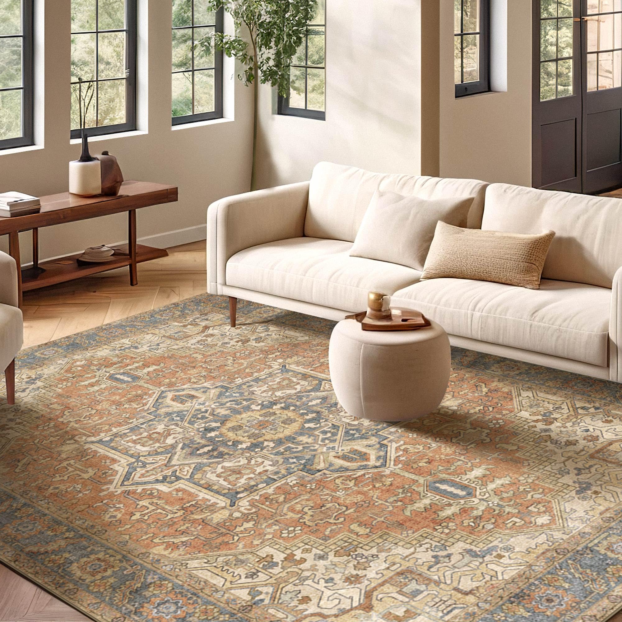 4x6 Terracotta Rust Earth Tone Vintage Boho Oriental Soft Washable Area Rug