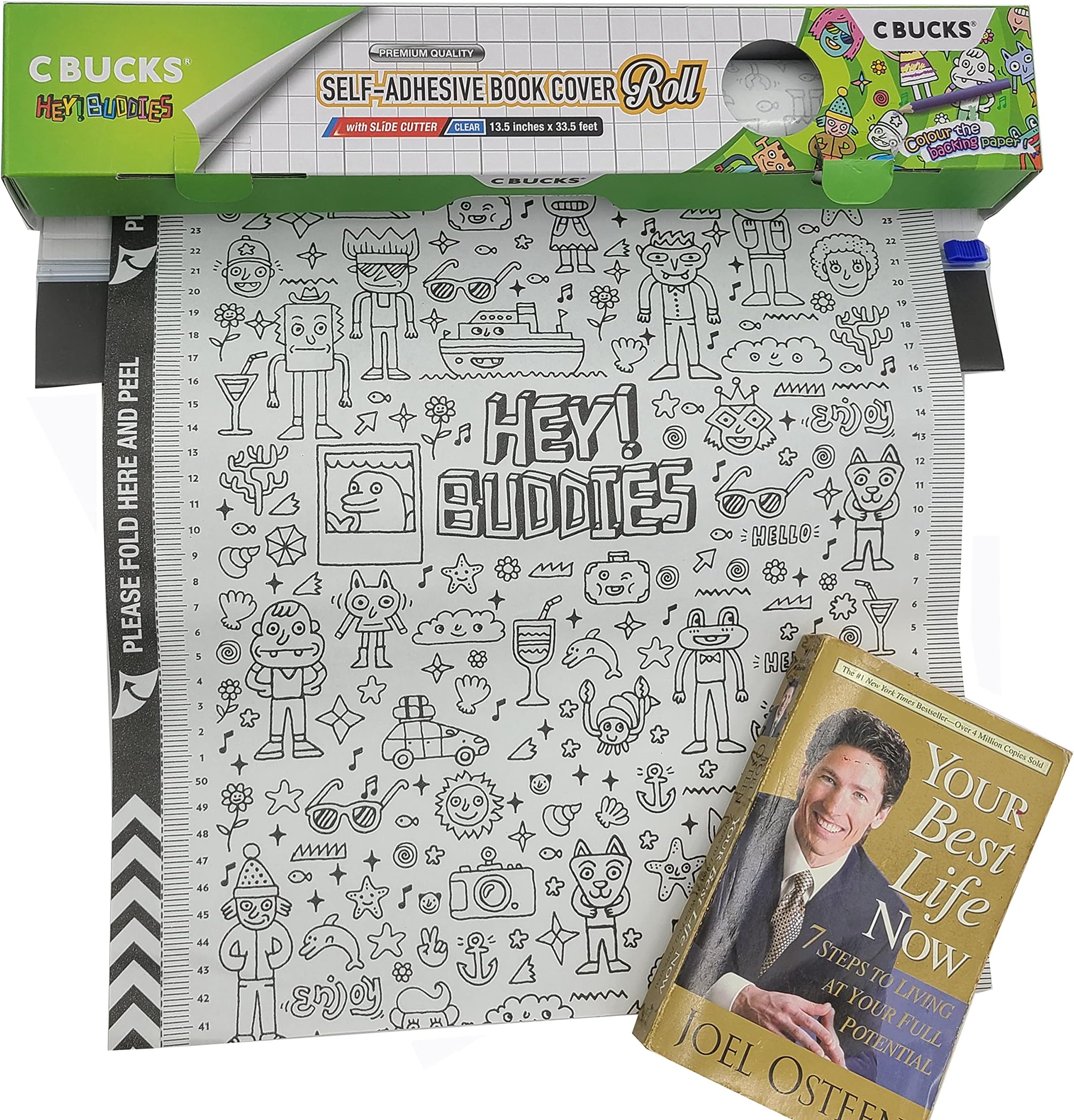 Clear Paperback Book Cover Protector Includes Slider - Covers Upto 20 Books (13in x 33.5ft)