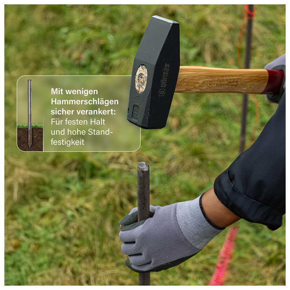 Dönges Schnureisen 10 Stück Ø 16mm x 800mm I Schnurpfahl für Garten- und Landschaftsbau I gefertigt aus europäischem Stahl | verwendbar als Bodenanker für Mauerschnüre