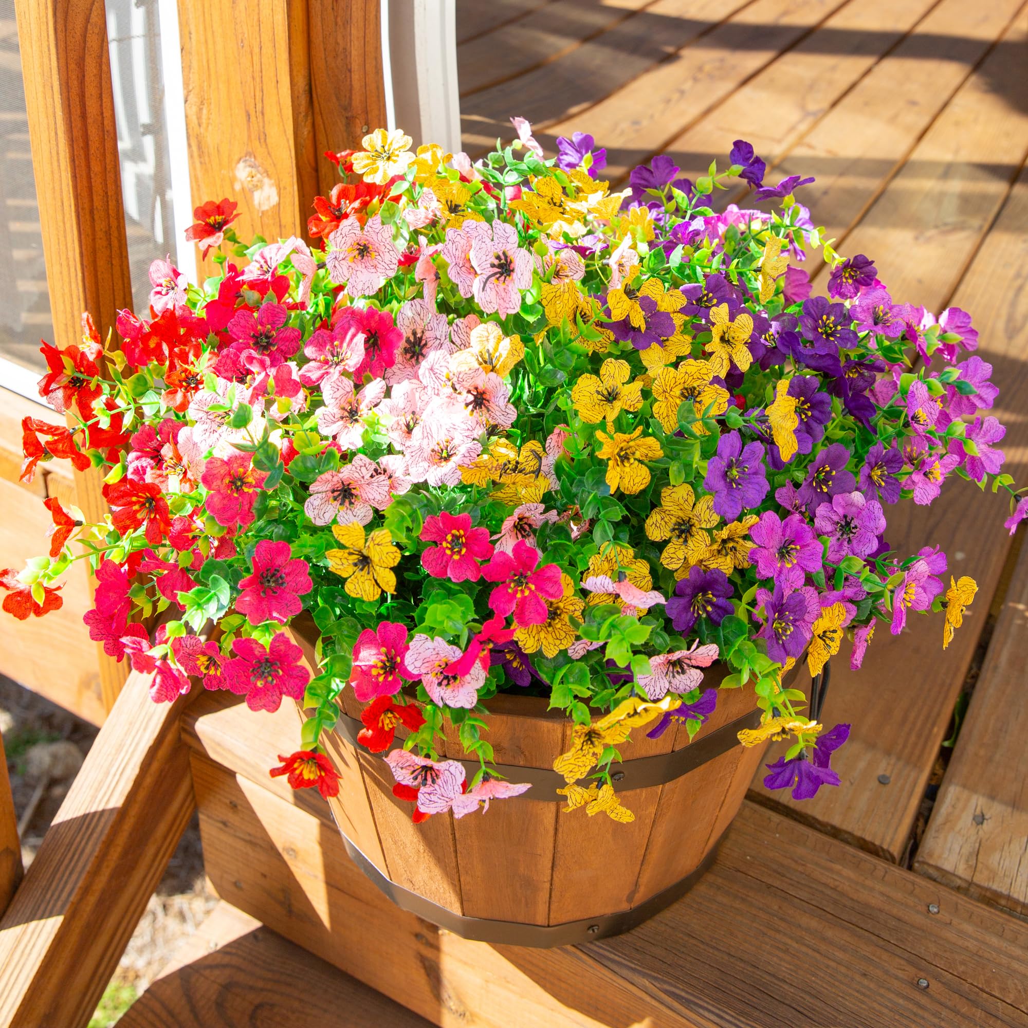 Artificial Faux Plants Flowers Outdoor Outside Decoration, 12 Bundles Fake Silk Daisy Realistic UV Resistant for Home Planter Front Door Porch Patio Yard Decor