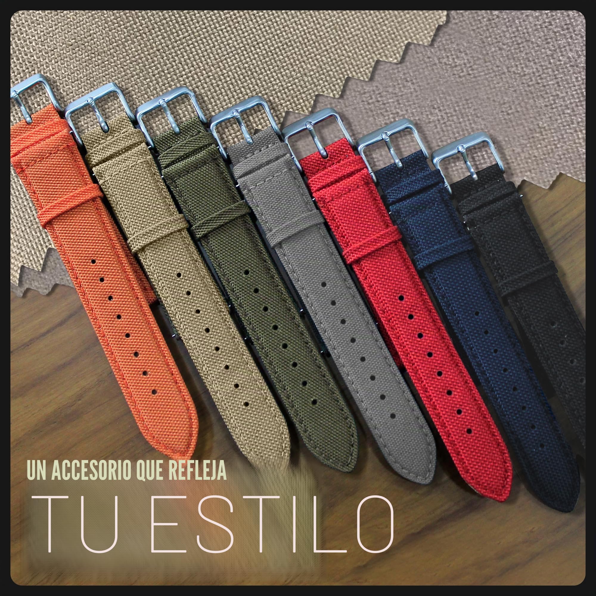 Alpine Cordura - Correa de repuesto de liberación rápida para reloj, correa de tela y cuero con forro trasero resistente al agua, para mujeres y hombres, compatible con correas de reloj analógicos e