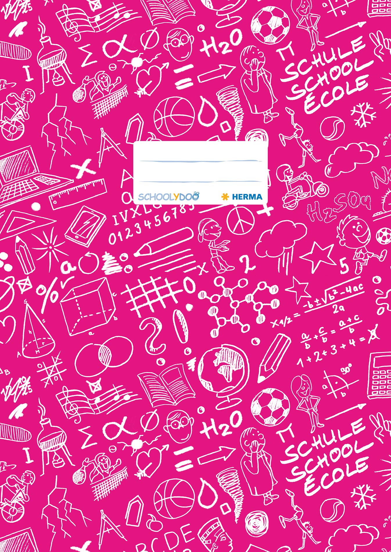 Herma Schoolydoo 19409 Notebook Covers A4 Pink, Pack of 10, Notebook Covers with Labelling Label Made of Durable and Wipe-Clean Polypropylene Film, Notebook Cover Set for School Notebooks, Coloured
