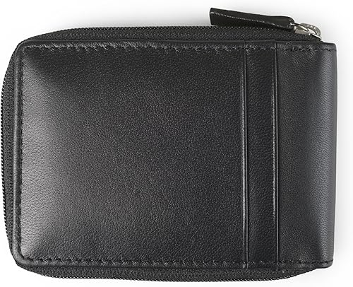 Miniatura 2 de Tommy Hilfiger Cartera delgada de piel auténtica con cremallera para hombre Negro
