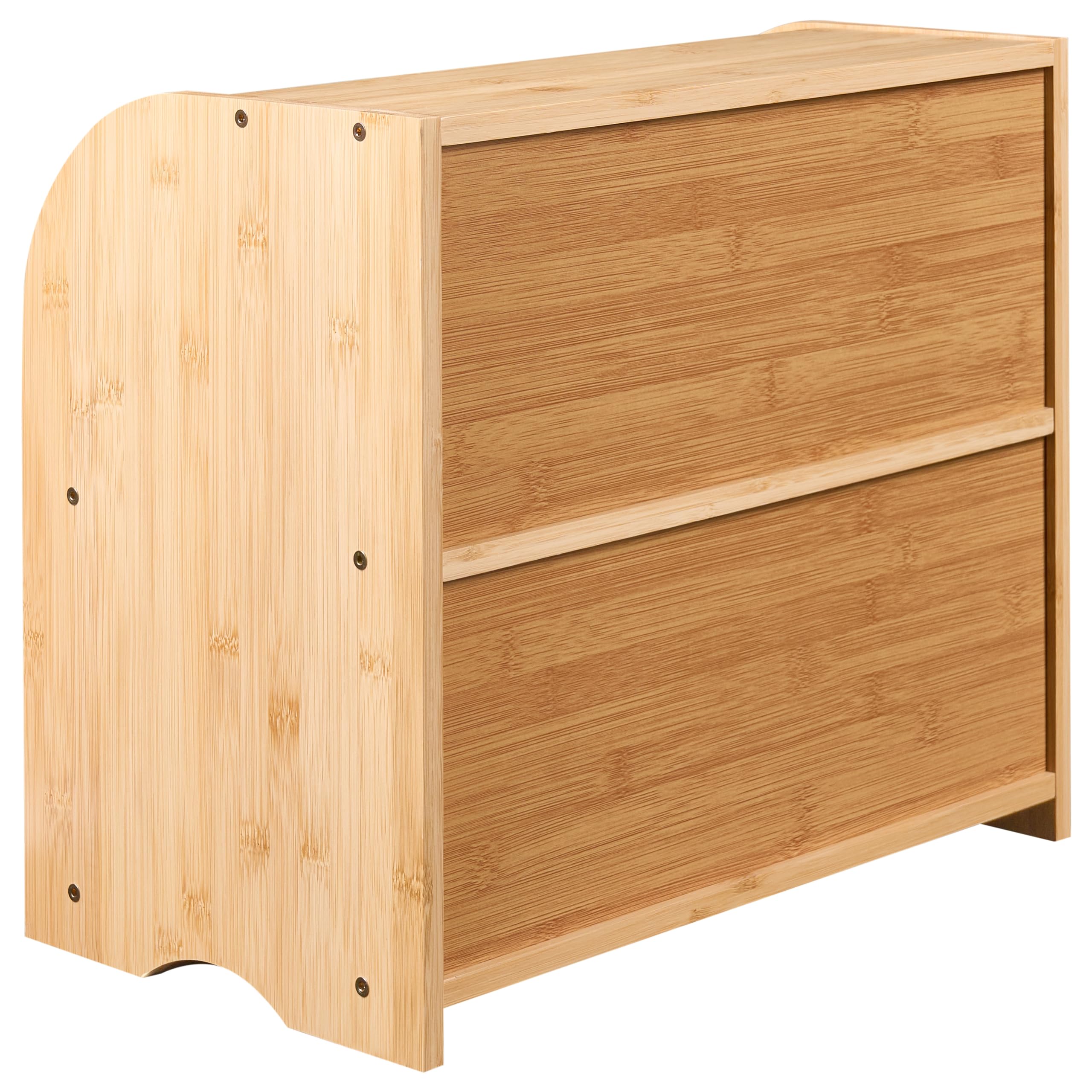 Beliani Brotkasten Bambus hellbraun zweistöckig mit Rollklappe Sichtfenster & Griffen 42 x 25 x 37 cm modern Levain