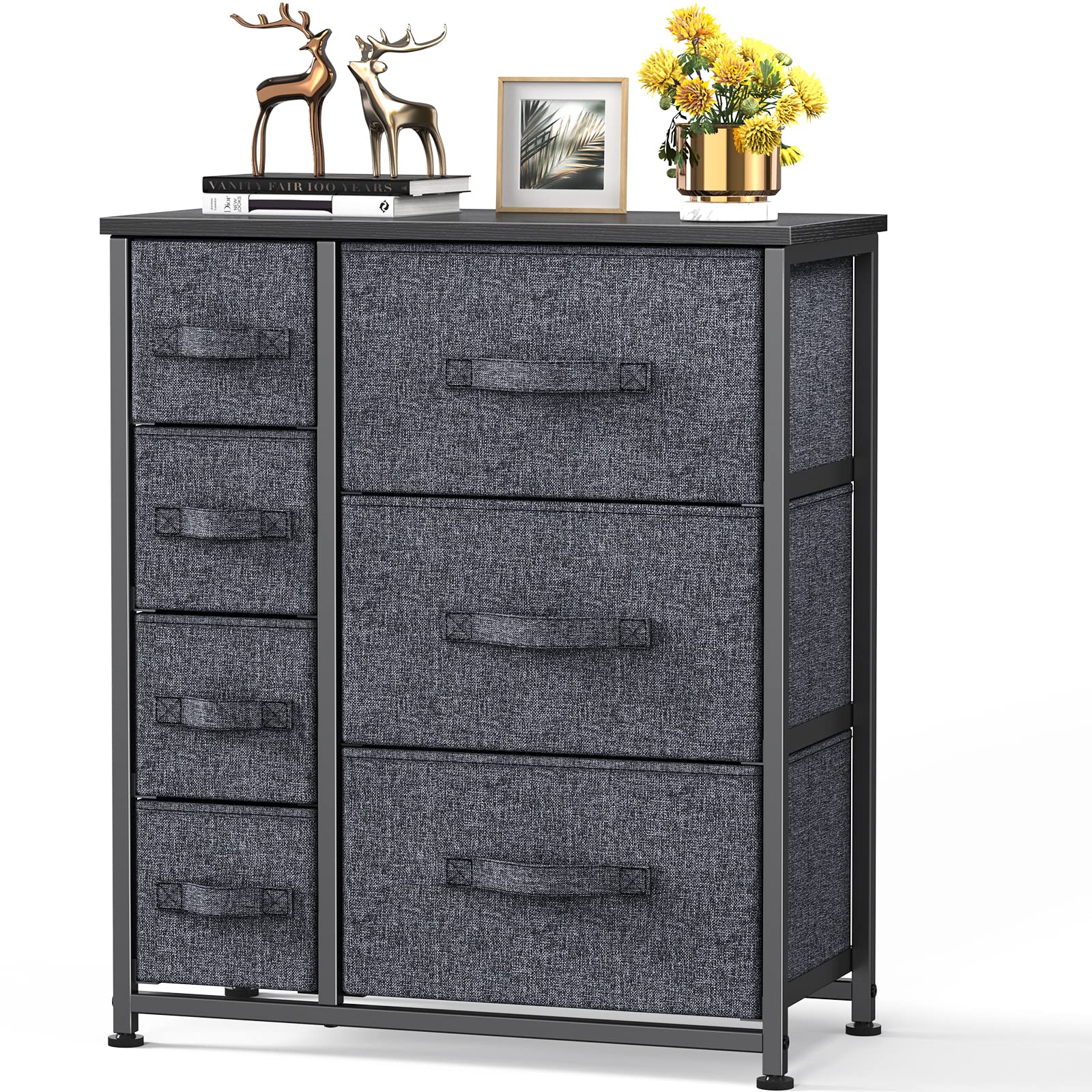 Buy Pipishell Chest of Drawers, Fabric Storage Drawers with Wood Top and Large Storage Space