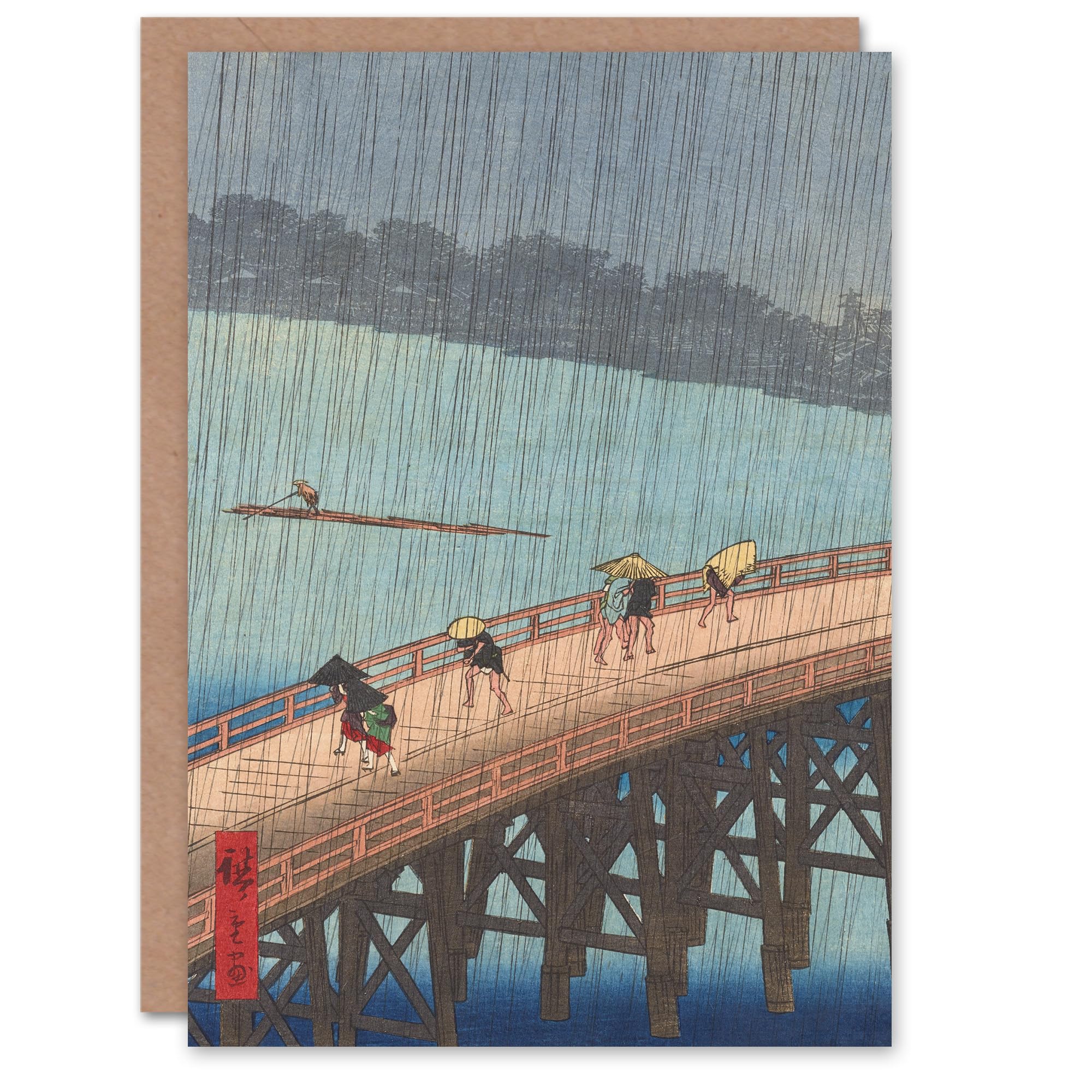 Artery8 Utagawa Hiroshige Japanese Art Card Evening Shower Ohashi Bridge