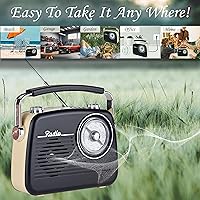 Vista 5 de Radios portátiles AM FM SW, receptor de transistor retro de recepción fuerte, altavoz Bluetooth, enchufe de corriente alterna en la pared, funciona