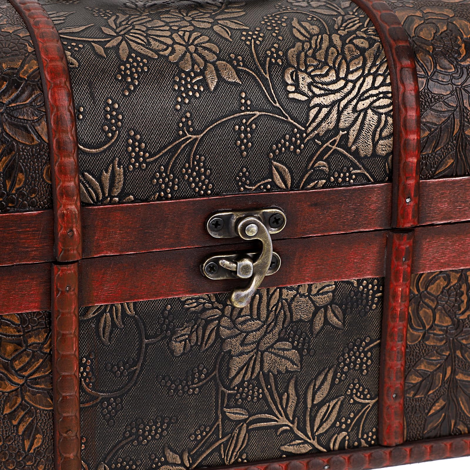 Coffret au trésor en bois - Malle au trésor avec fermeture métallique vintage - Boîte de rangement coffret à bijoux - Cadeau pour mariage, Noël et Anniversaire (25 x 17 x 16cm)