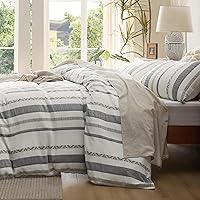 Vista 8 de Bedsure Funda de edredón de tejido de gofre, tamaño King, funda de edredón bohemia 100% algodón con 2 fundas de almohada, funda de edredón