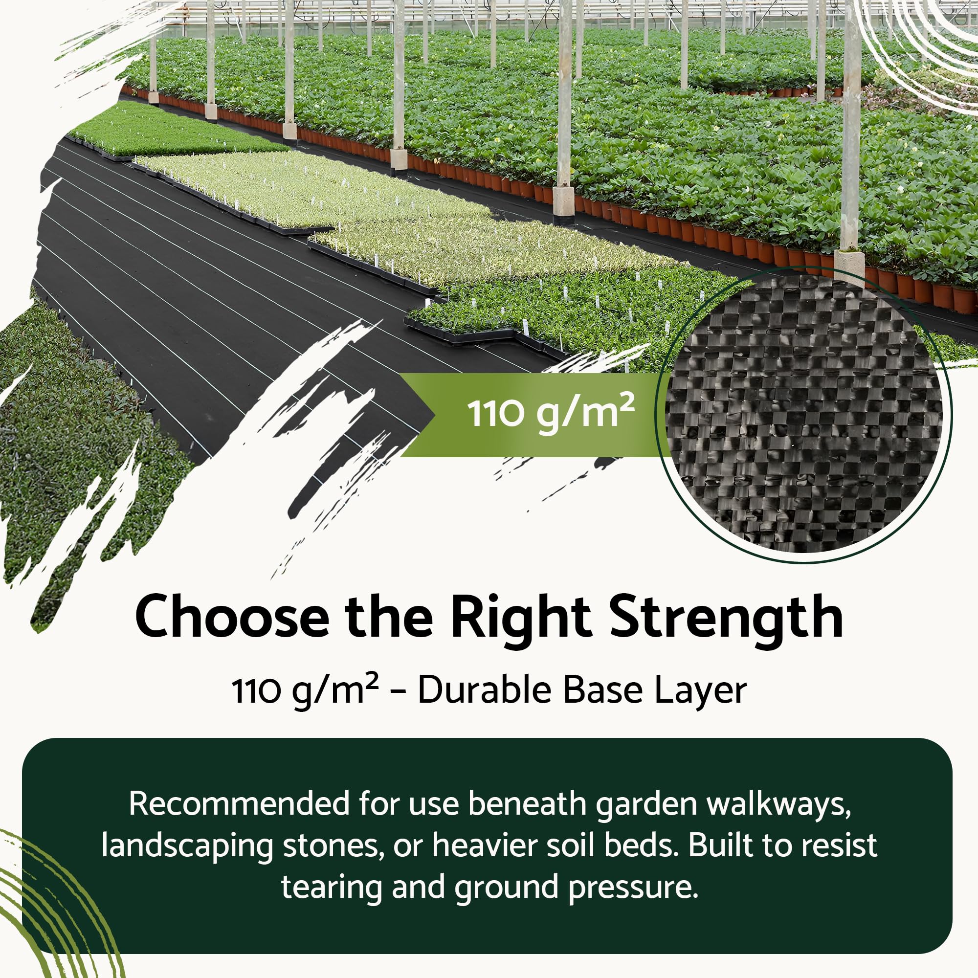 GARDENIX Włóknina przeciw chwastom z 50 kotwicami, 48 m² (3,2 m x 15 m) – przepuszczająca wodę 110 g/m² – czarna tkanina odporna na działanie promieni UV, folia chroniąca przed chwastami, tkanina