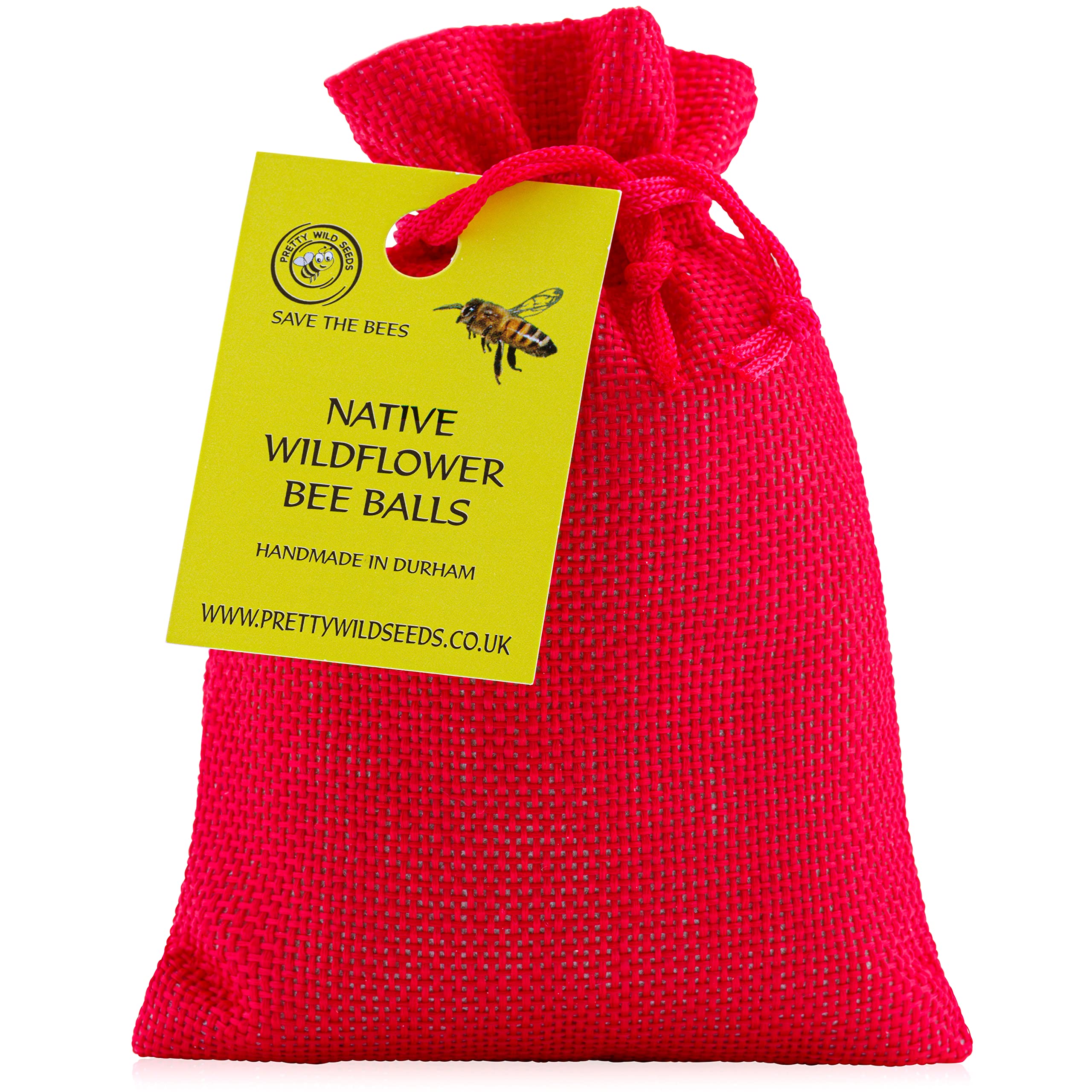 Wildflower Seeds Bee Balls Seed Bombs in Natural Cotton Sack Handmade with Clay & Seeds to Save The Bees #savethebees (RED)