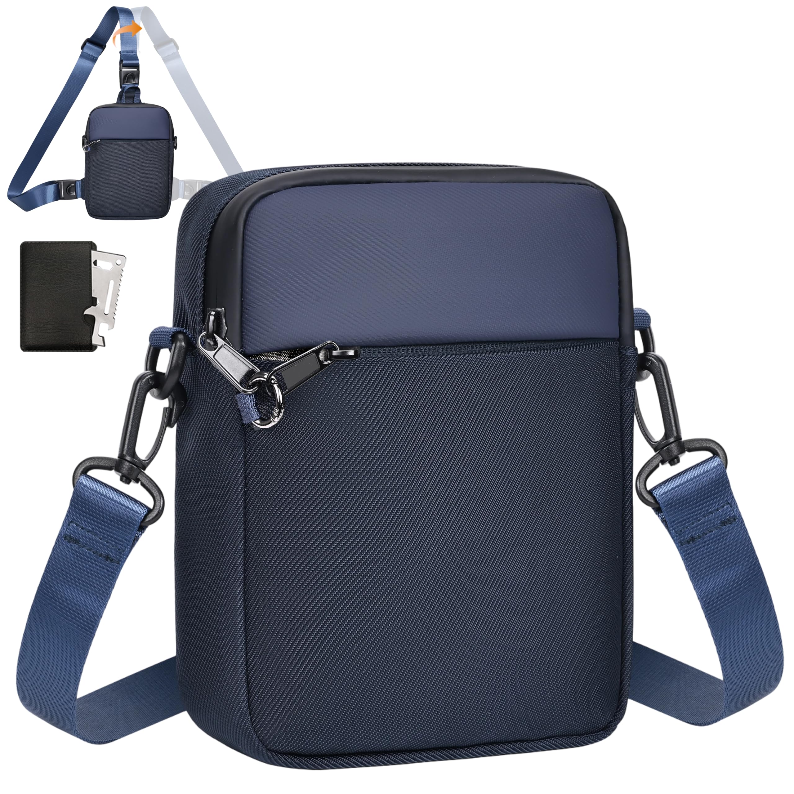 Eshow Bolso Bandolera Antirrobo para Hombre y Mujer con Bloqueo RFID, Riñonera Cruzada Pequeña Multifuncional para Viaje Deporte Uso Diario