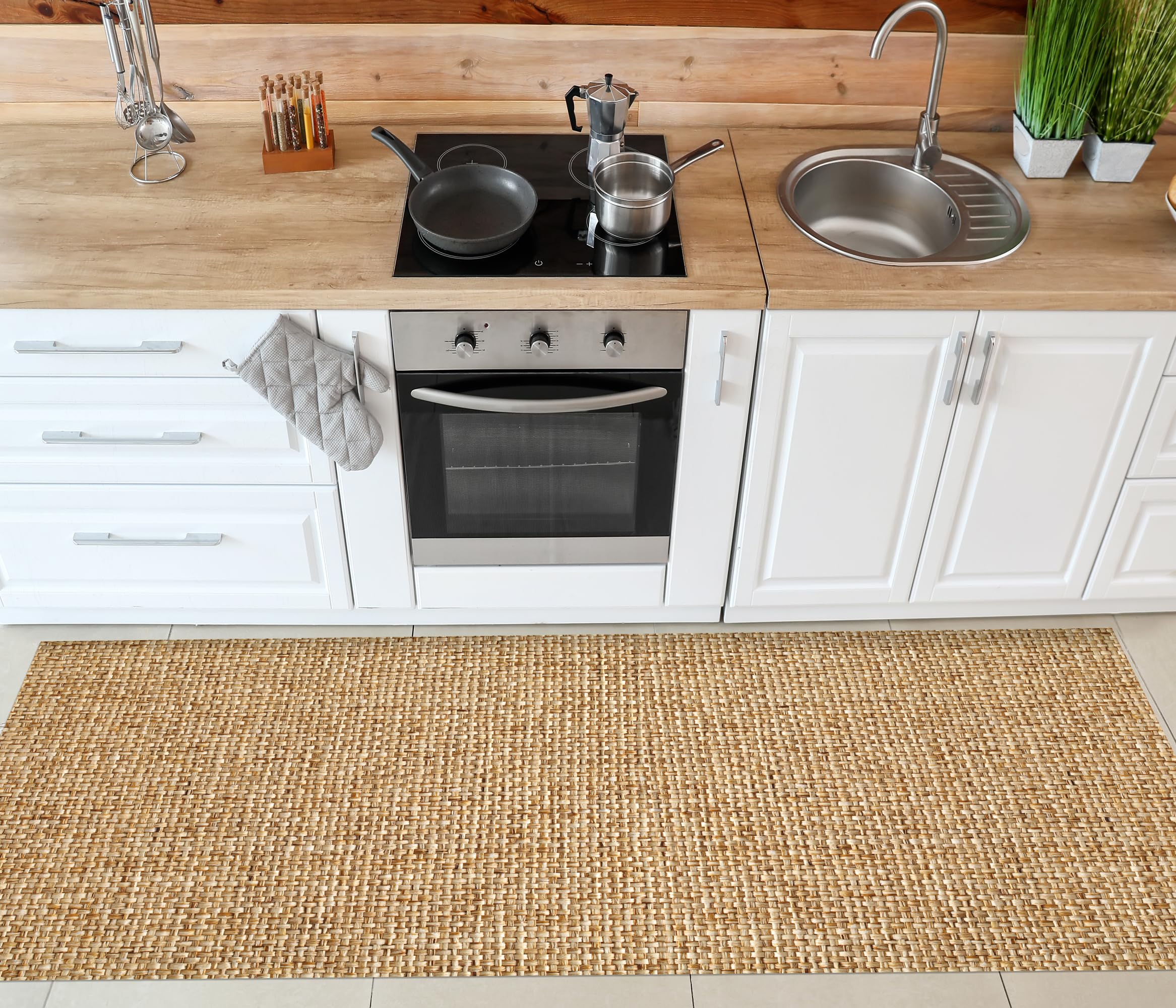 VINILIKO Design | Alfombra Vinílica Simone Nature 66x180 cm - Antideslizante, Impermeable, Lavable - Varios Tamaños - Alfombra Vinilo Salón, Cocina
