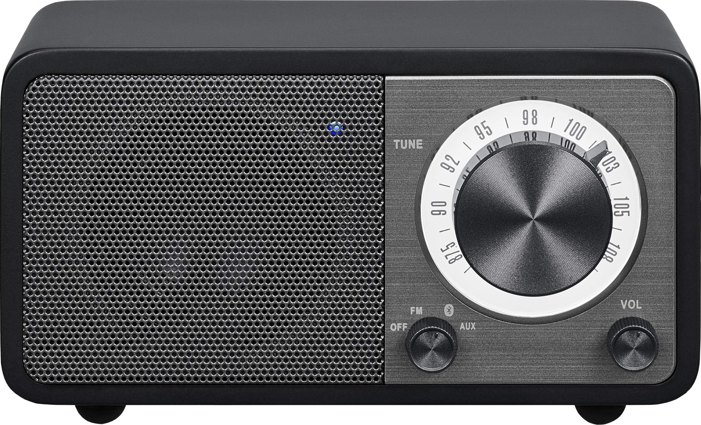 SANGEAN WR-7 – Kompaktes, tragbares Radio mit FM, Bluetooth, integriertem Akku, edlem Echtholz-Gehäuse, Matt-Schwarz