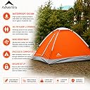 Adventra 2 Person Camping Tent Dome Tent Water Resistant UV Protection Wind Ready Portable for Camping Hiking Trekking Festivals ET1102 Orange gallery image