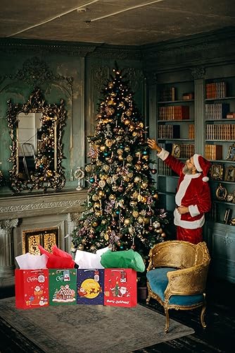 Miniatura 5 de jabberwpacking Paquete de 12 bolsas de regalo de Navidad con papel de seda y etiquetas, varios tamaños, juego para envolver regalos de Navidad