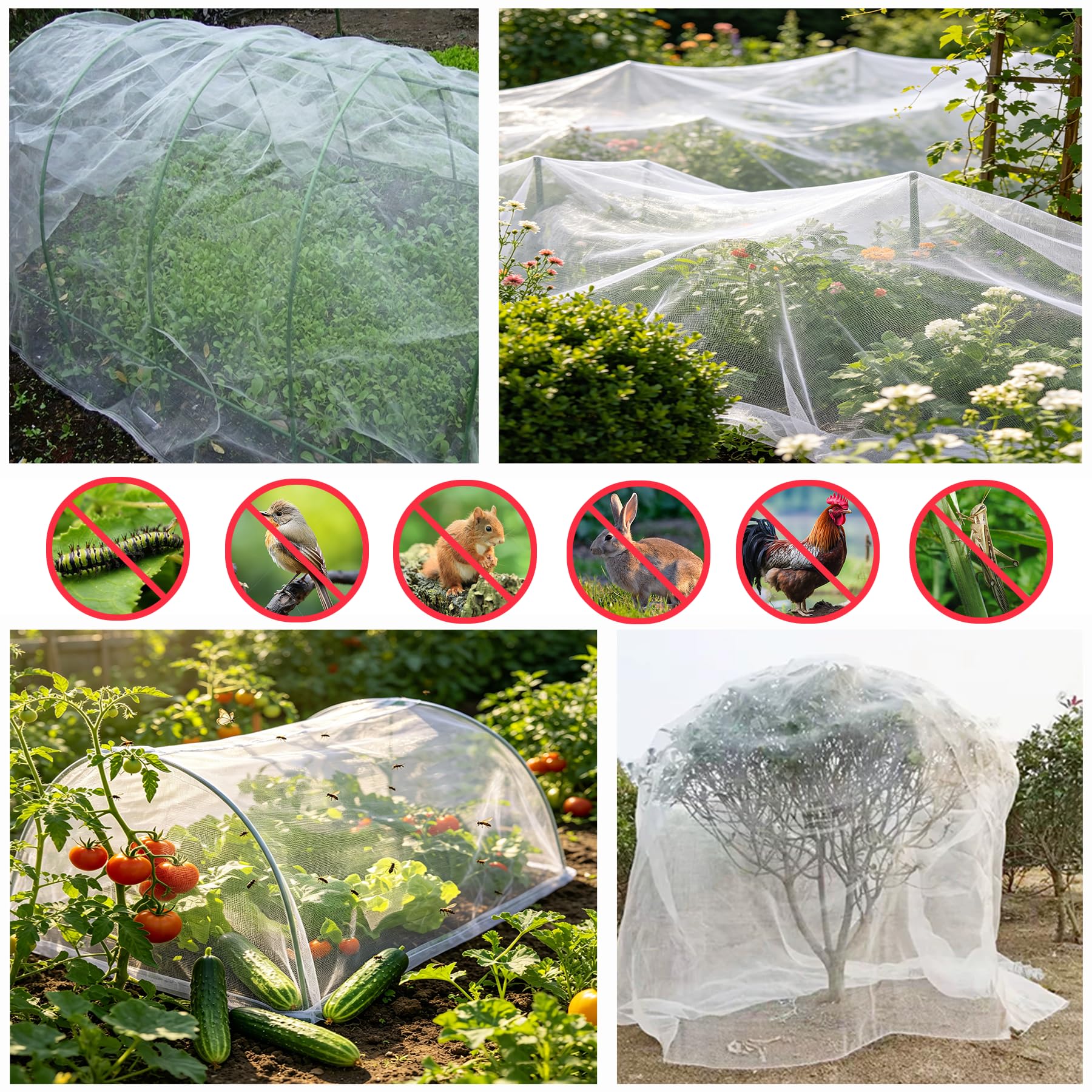 Lot de 2 filets de jardin en maille ultra fine pour oiseaux et insectes pour légumes, fruits, fleurs, cultures, serres, parterres de fleurs surélevées, 3 x 10 m