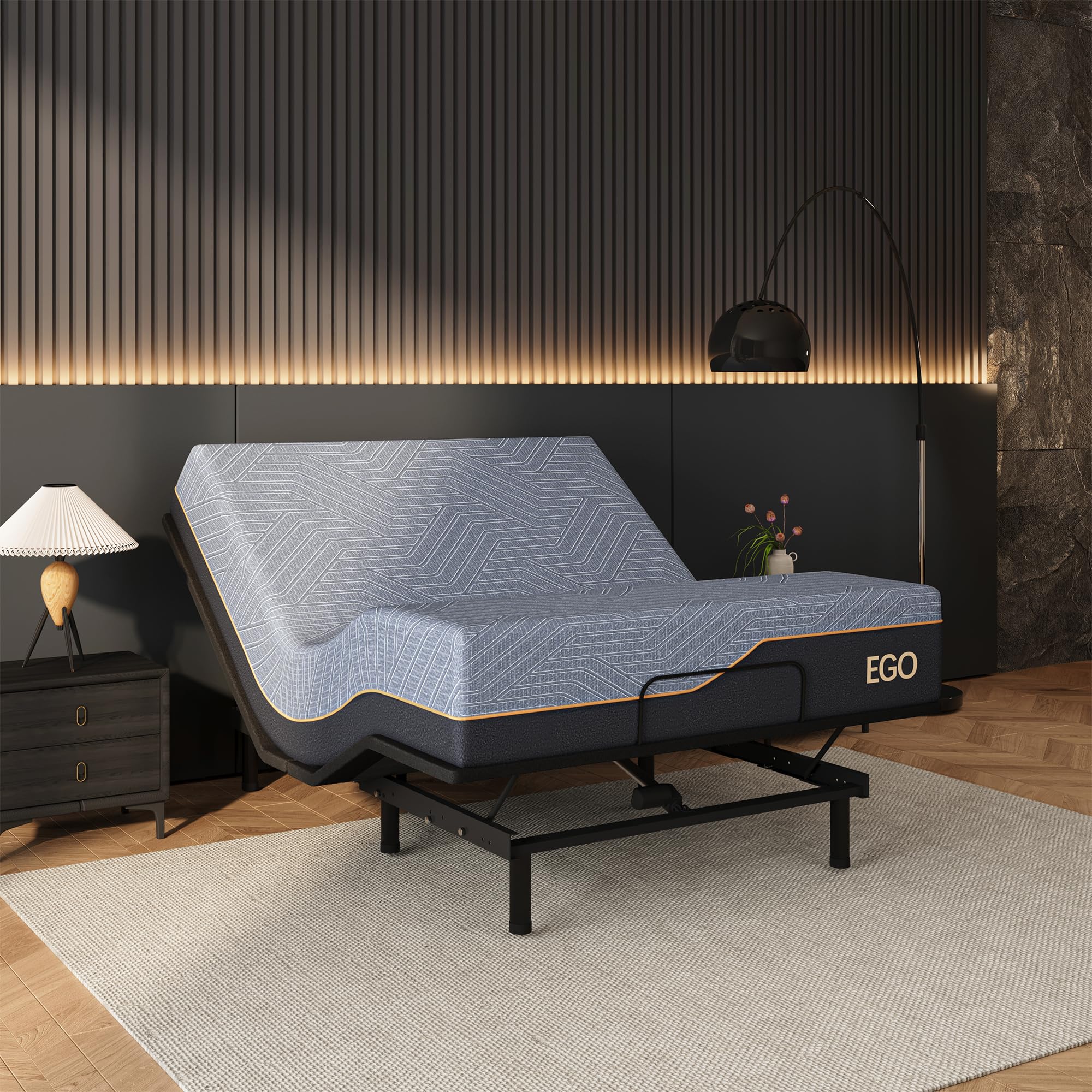 EGOHOME Adjustable Bed Frame and 14 Inch Mattress
