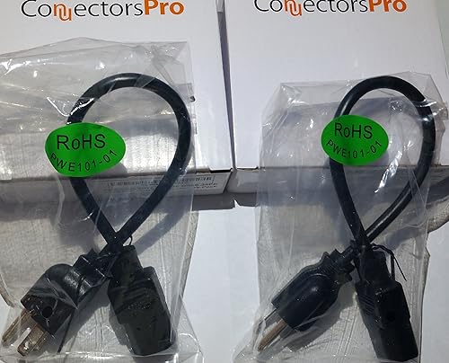 Miniatura 3 de Pc Accessories - Connectors Pro - Cable de alimentación universal de 1 pie (1 pie), IEC320 C13 a NEMA 5-15P, paquete de 2 unidades