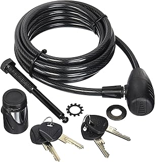 Hollywood Racks Locking Threaded Hitch Pin Bolt with Security Cable Lock Black, 1/2-13 TPI