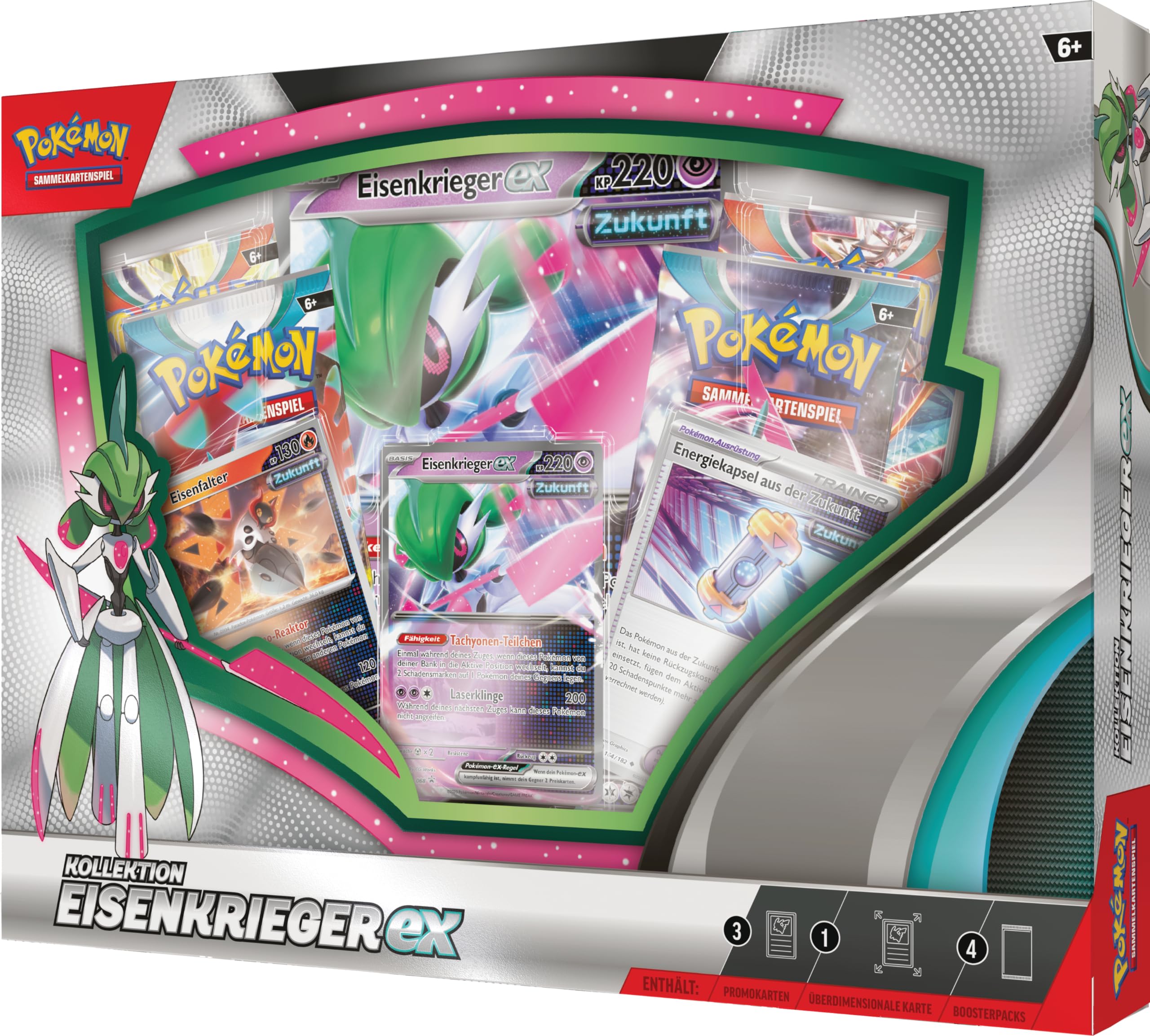 Pokémon-Sammelkartenspiel: Kollektion Eisenkrieger-ex (1 holografische Promokarte, 1 überdimensionale holografische Karte & 4 Boosterpacks)