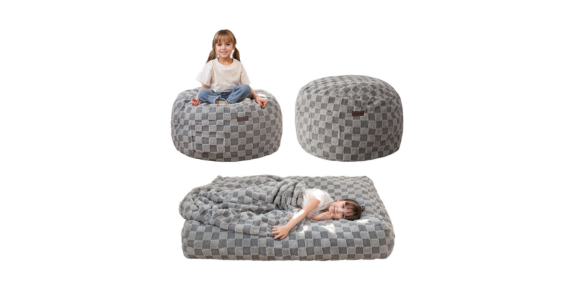 Toddler Bed MAXYOYO Kids Bean Bag Chair Bed - Convertible Floor Sofa With High-Density Foam (Dark Grey) Bean Bag Kids