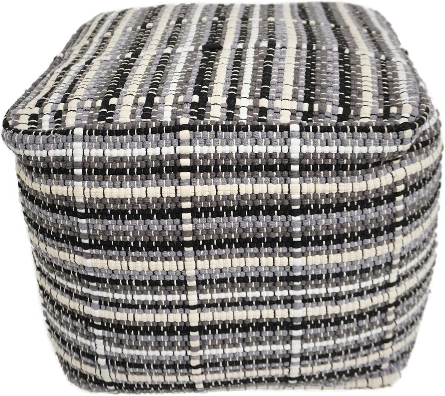 Home&Manor Wool Cotton 18" Pouf Ottoman