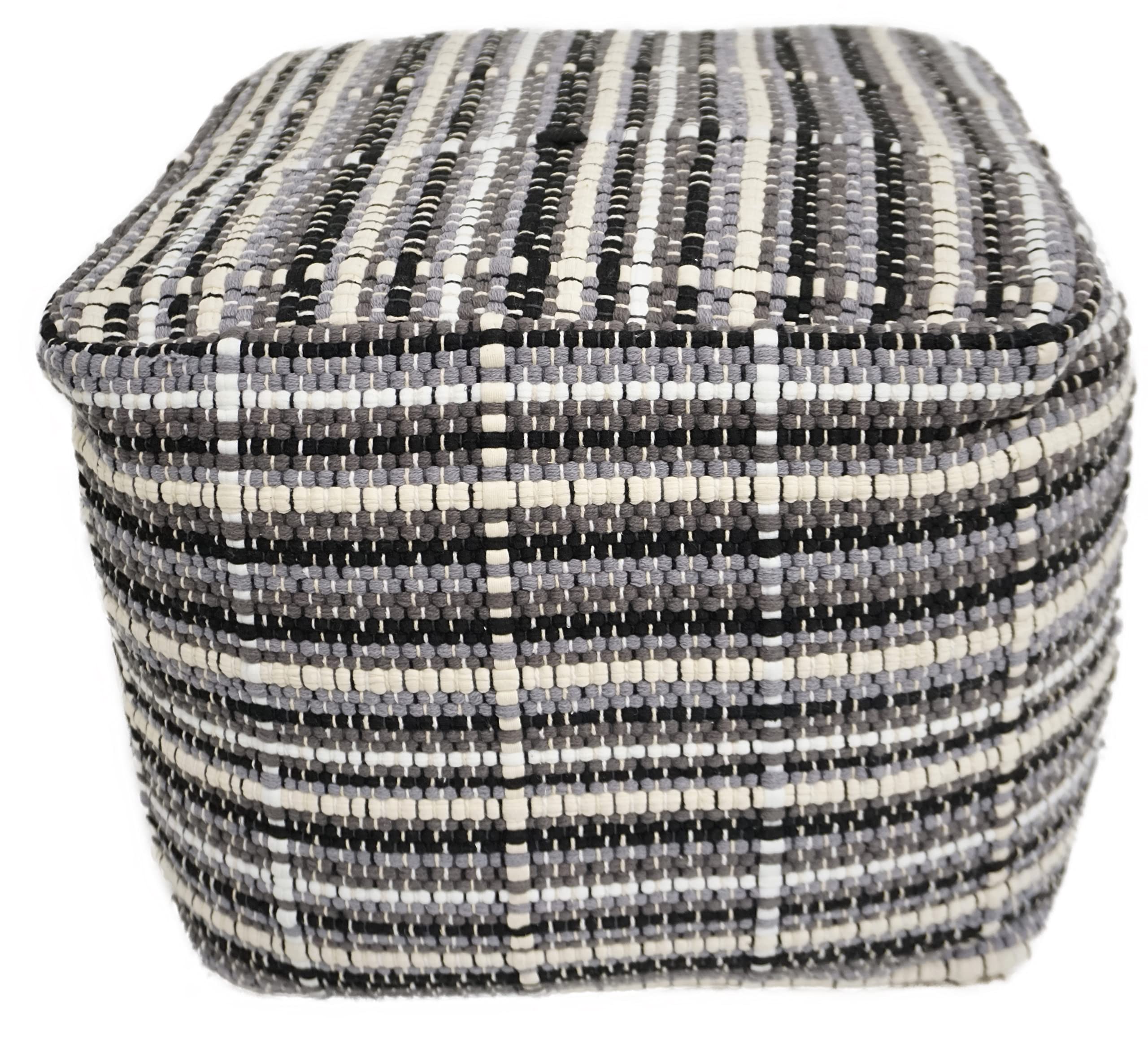 Home&Manor Wool Cotton Ravenna Pouf-picture-16