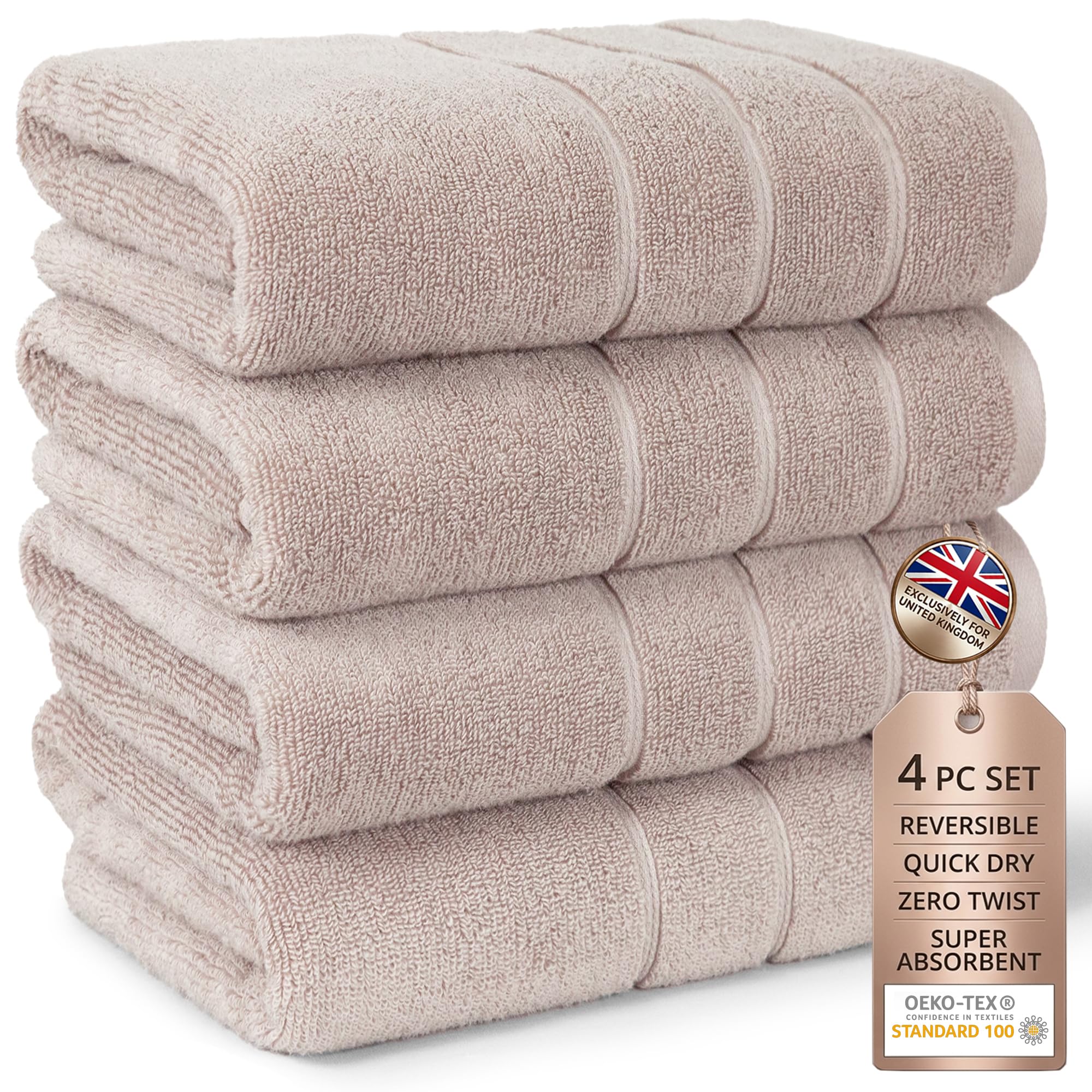 MYTRIDENT 100% Cotton on loop Towels Set, 4Piece Soft Bath Towel for Adults — image 1