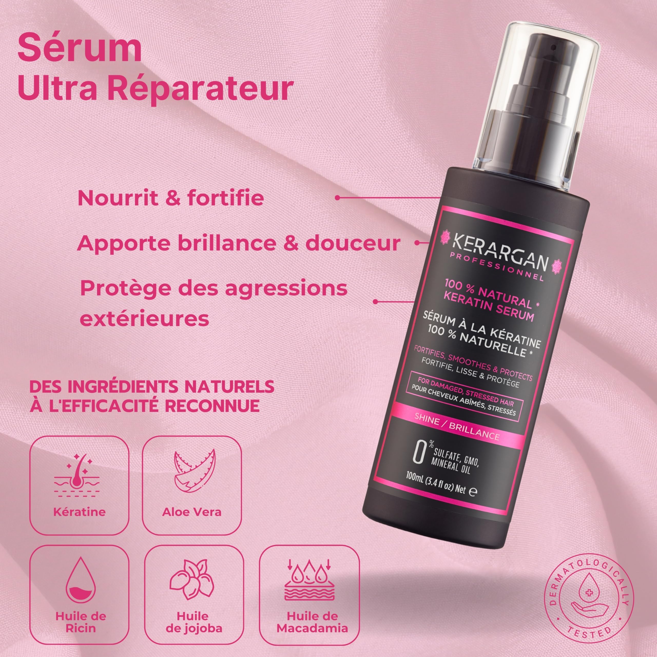 KERARGAN - Duo Kératine Shampoing & Sérum Réparateurs - 500ml+100ml