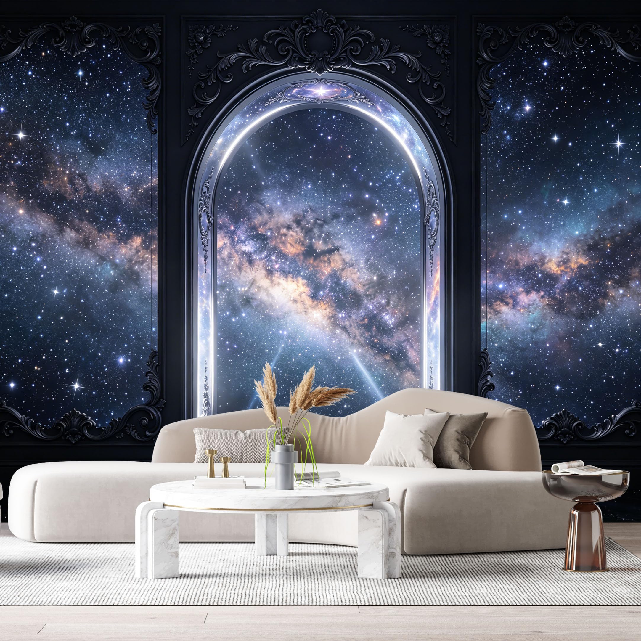 Custom Size Wall Murals Space Nebula Stars Portal Cosmic Dust 3D Trompe L'Oeil SelfAdhesiveWall Fabric Removable Wallpaper Wall Decor for Living Room Bedroom Bathroom