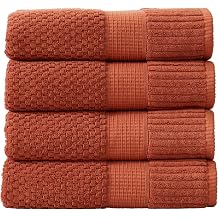 Springtree Home 4 Pack 100% Cotton Bath Towels | Clay Towels | OekoTEX Standard 100 | Soft & Absorbent, QuickDry | Trinity Collection - Baked Clay