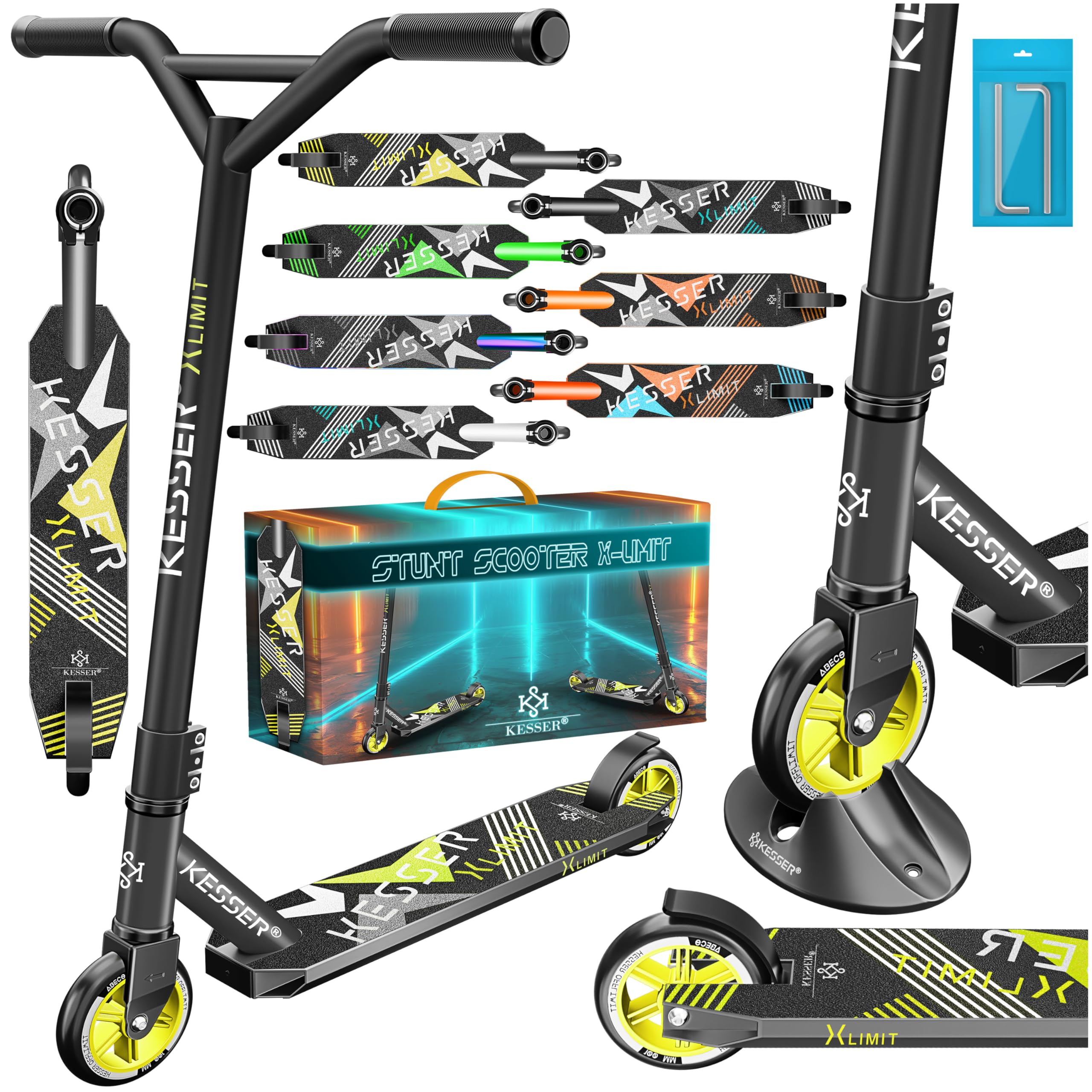 KESSER® Stuntstep GT-Limit 360° Voor Volwassenen En Kinderen - Step Met Standaard Abec 9 Kogellagers 110 Mm Pu Wielen Stunt Scooter Goud