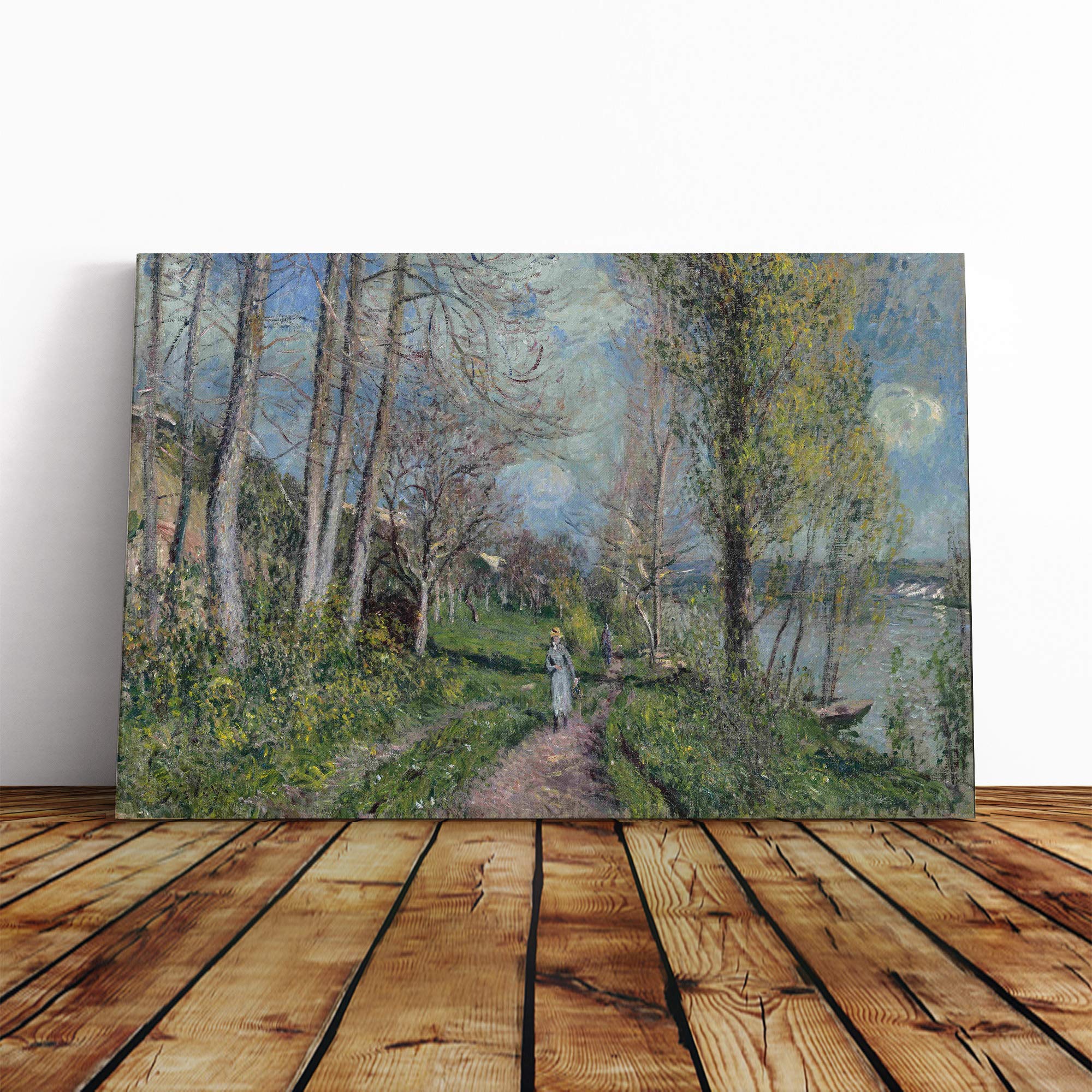 Alfred Sisley Landscape (1) Canvas Print | Gallery Wrapped 30mm Frame Wall Art | 24x16 inches | Ready to Hang | Modern Landscape Picture | Living Room Bedroom Lounge Office
