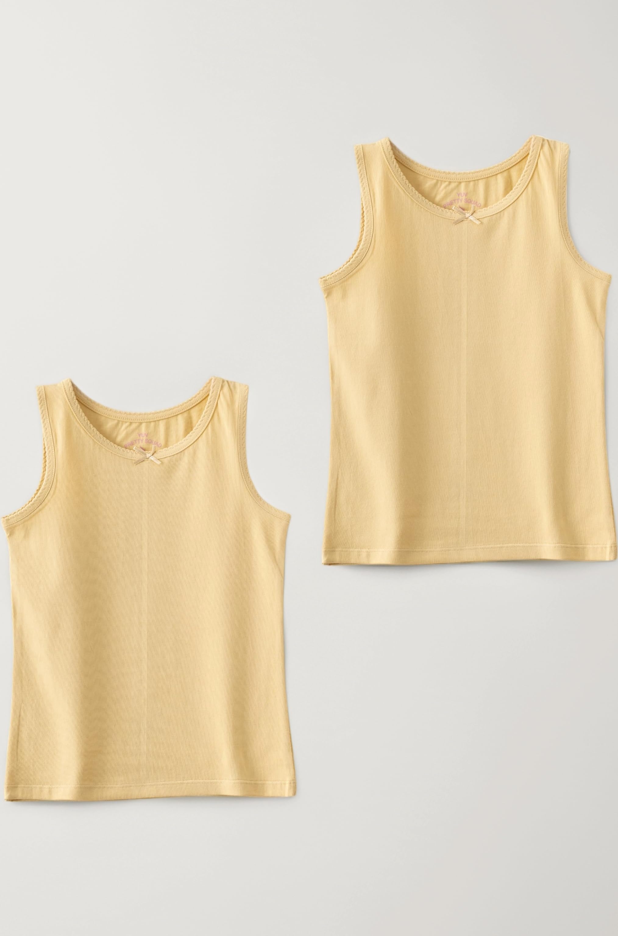 Girls 95% Cotton & 5% Elastane Solid Tank Tops, Pack of 2