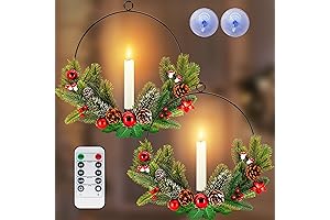 16" LED Christmas Wreath With Berries and Pine Cones