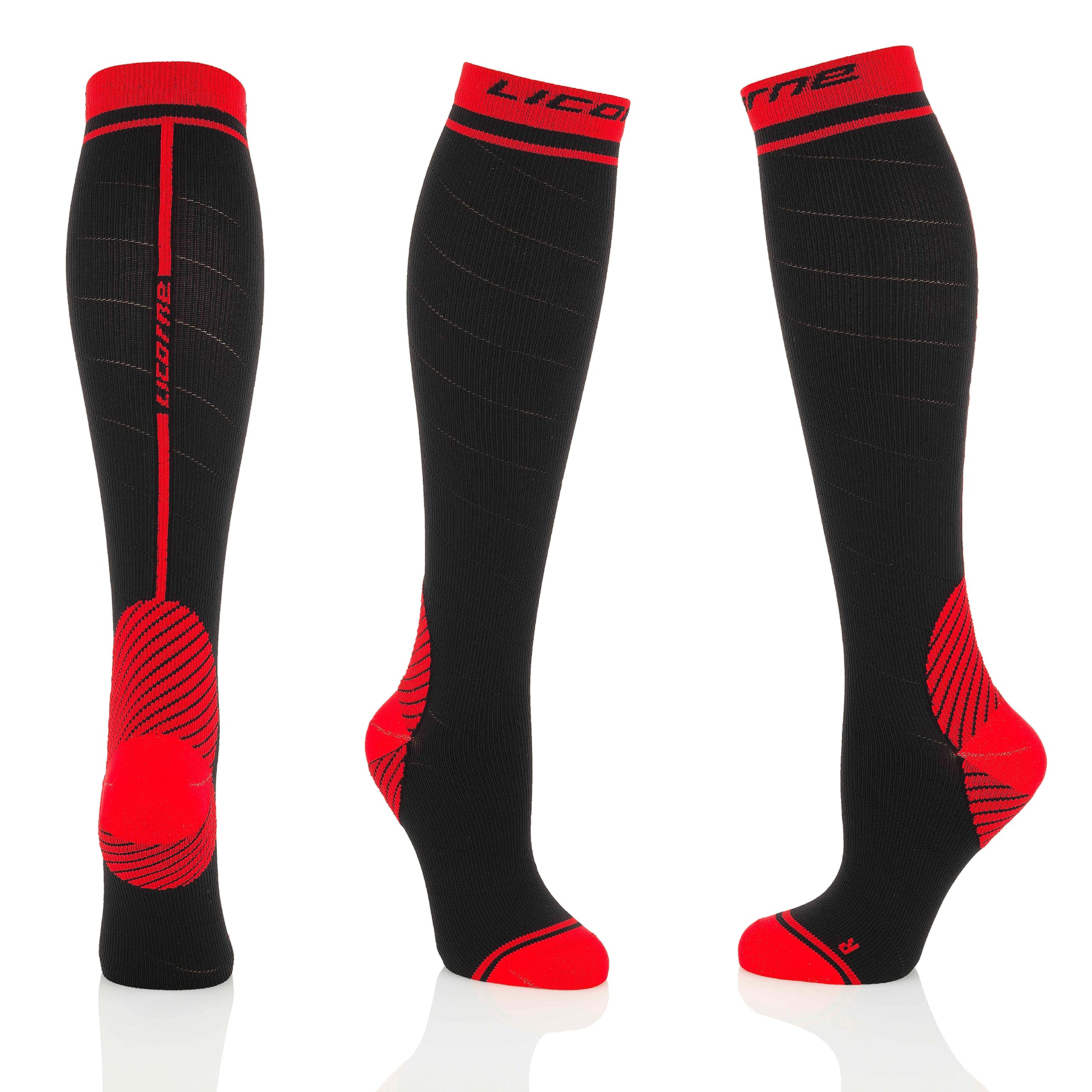 Licorne Kompressionsstrümpfe Für Damen & Herren – Stützstrümpfe Für Sport, Reisen & Alltag, Schwarz-rot Licorne Kompressionsstrümpfe Für Damen & Herren – Stützstrümpfe Für Sport, Reisen & Alltag, Schwarz-rot