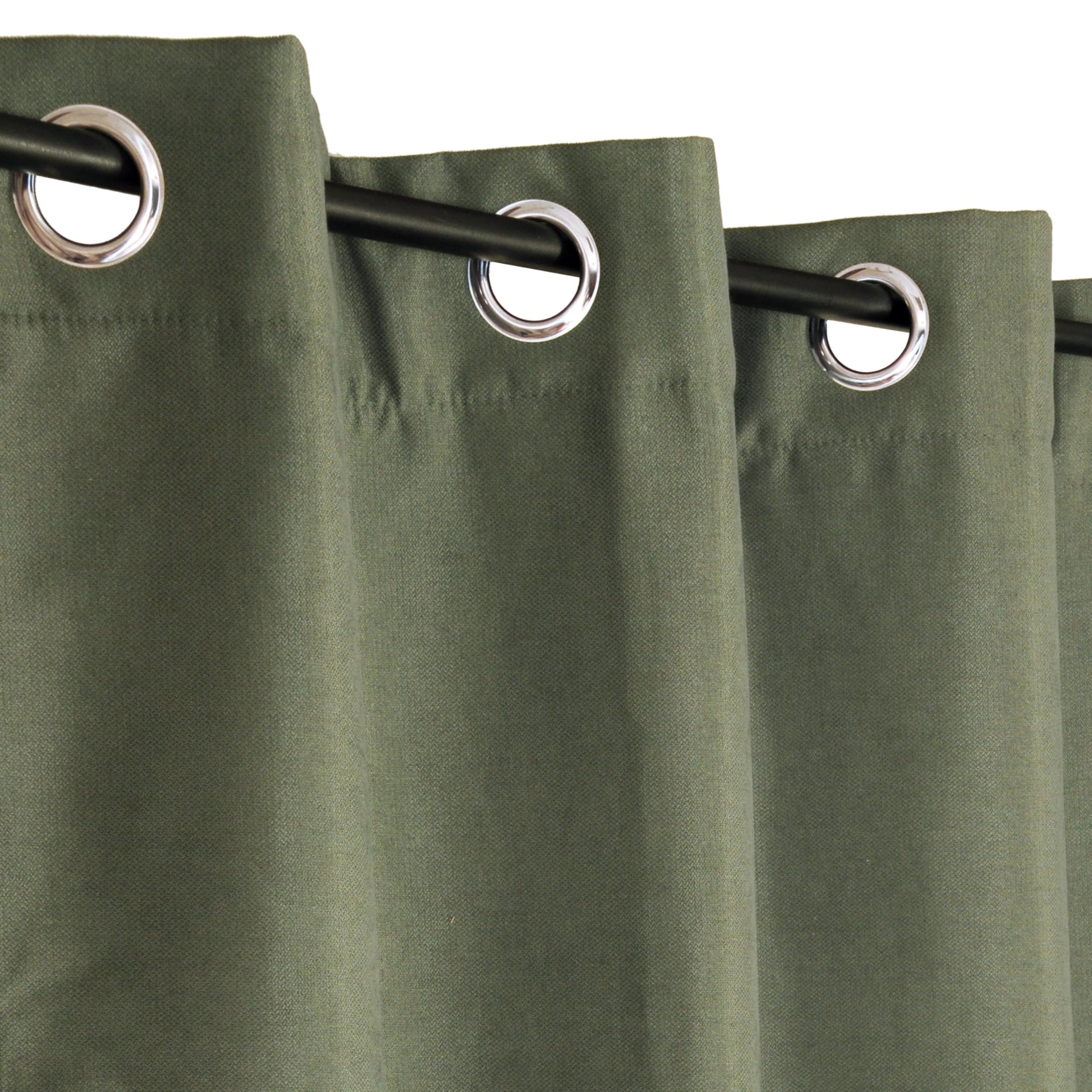 Atout Ciel Brushed Effect Thermal Curtain with Eyelets 140 x 240 cm Ready to Hang Khaki Green