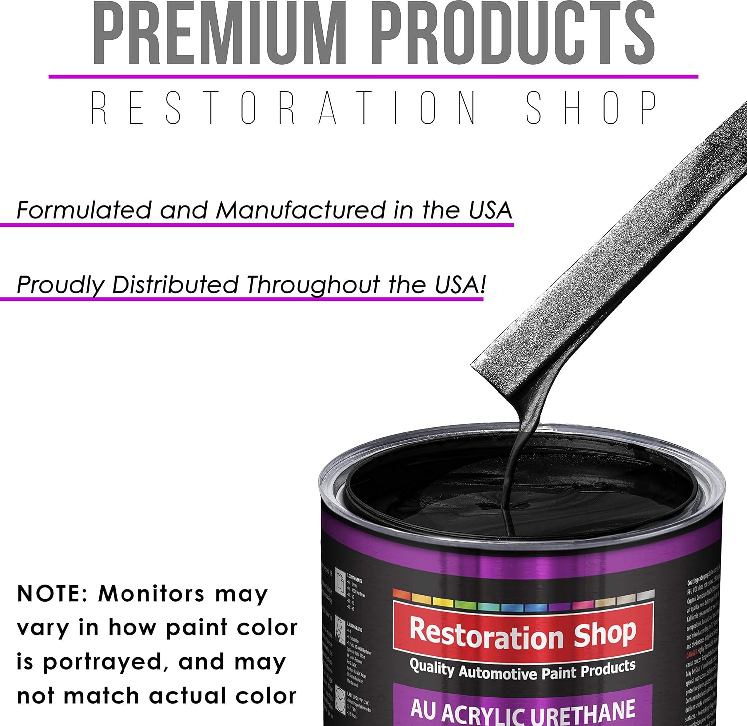 Restoration Shop - Phantom Black Pearl Acrylic Urethane Auto Paint - Complete Gallon Paint Kit - Professional Single Stage High Gloss Automotive, Car, Truck Coating, 4:1 Mix Ratio, 2.8 VOC