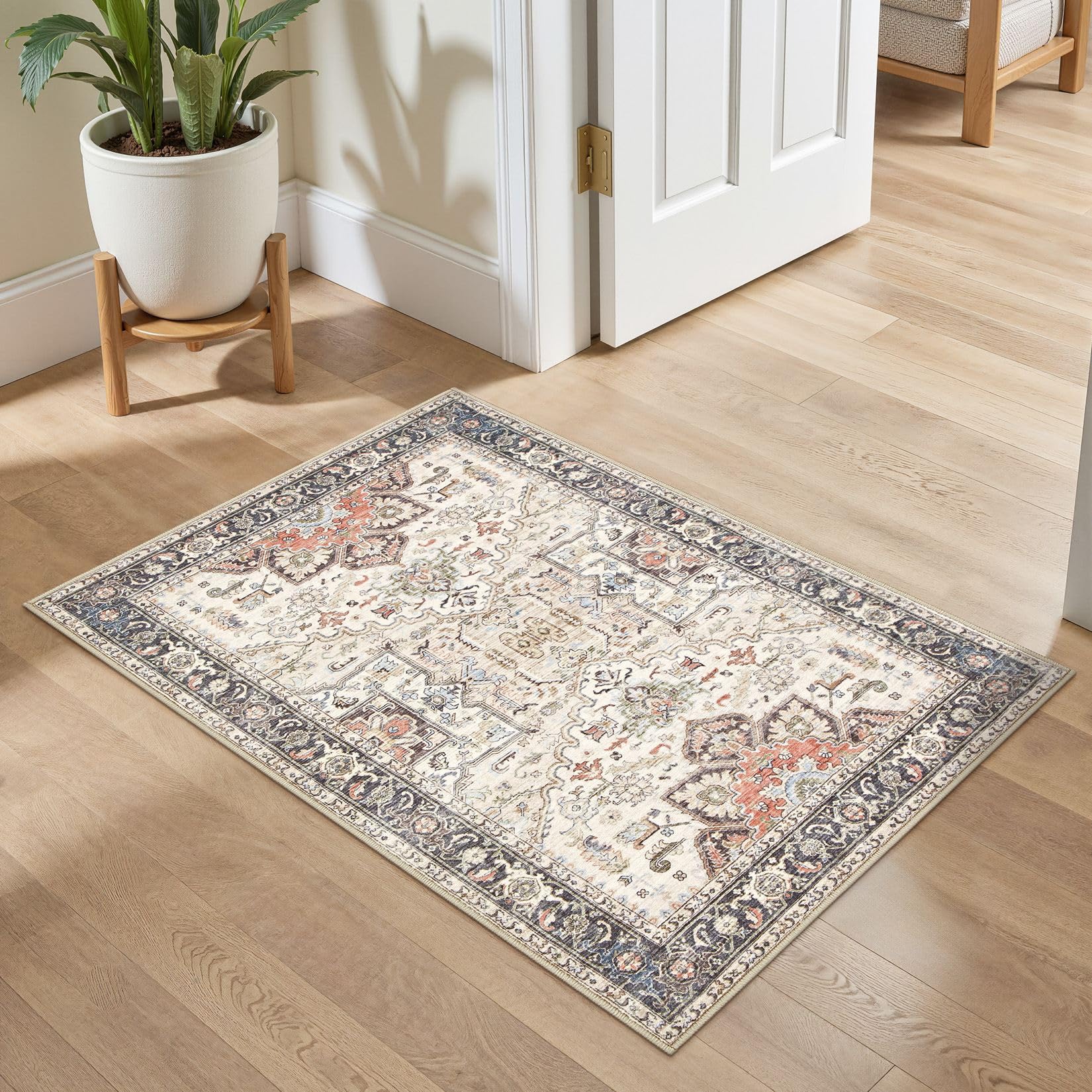 homewill 2x3 Washable Entryway Rug Non-Slip Soft Small Indoor Area Rug for Bedroom Kitchen Low Pile Stain-Resistant Durable