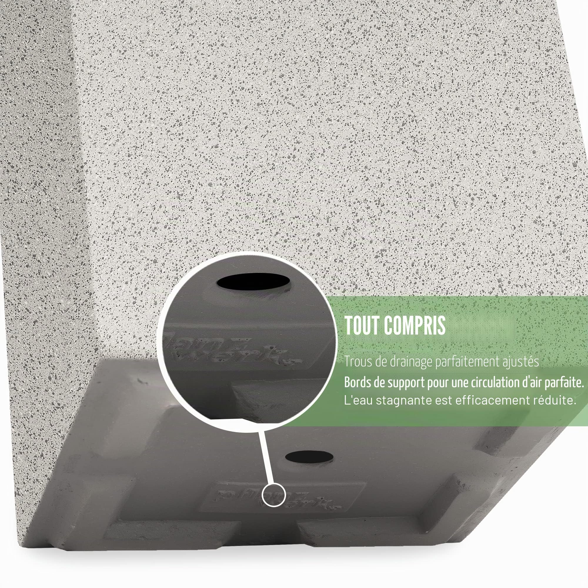 Pflanzwerk® Pot de Fleur Tower Jardinière Granit Gris 60x28x28cm *Résistant au Gel* *Protection UV* *Qualité européenne*