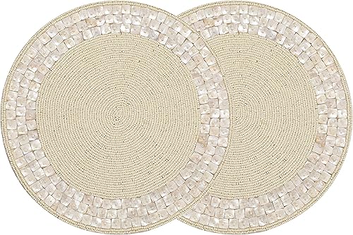 Miniatura 7 de ALPHA Living HOME Manteles individuales redondos con cuentas de 13 pulgadas, hecho a mano, para mesa de comedor, centro de mesa, boda, vacaciones,