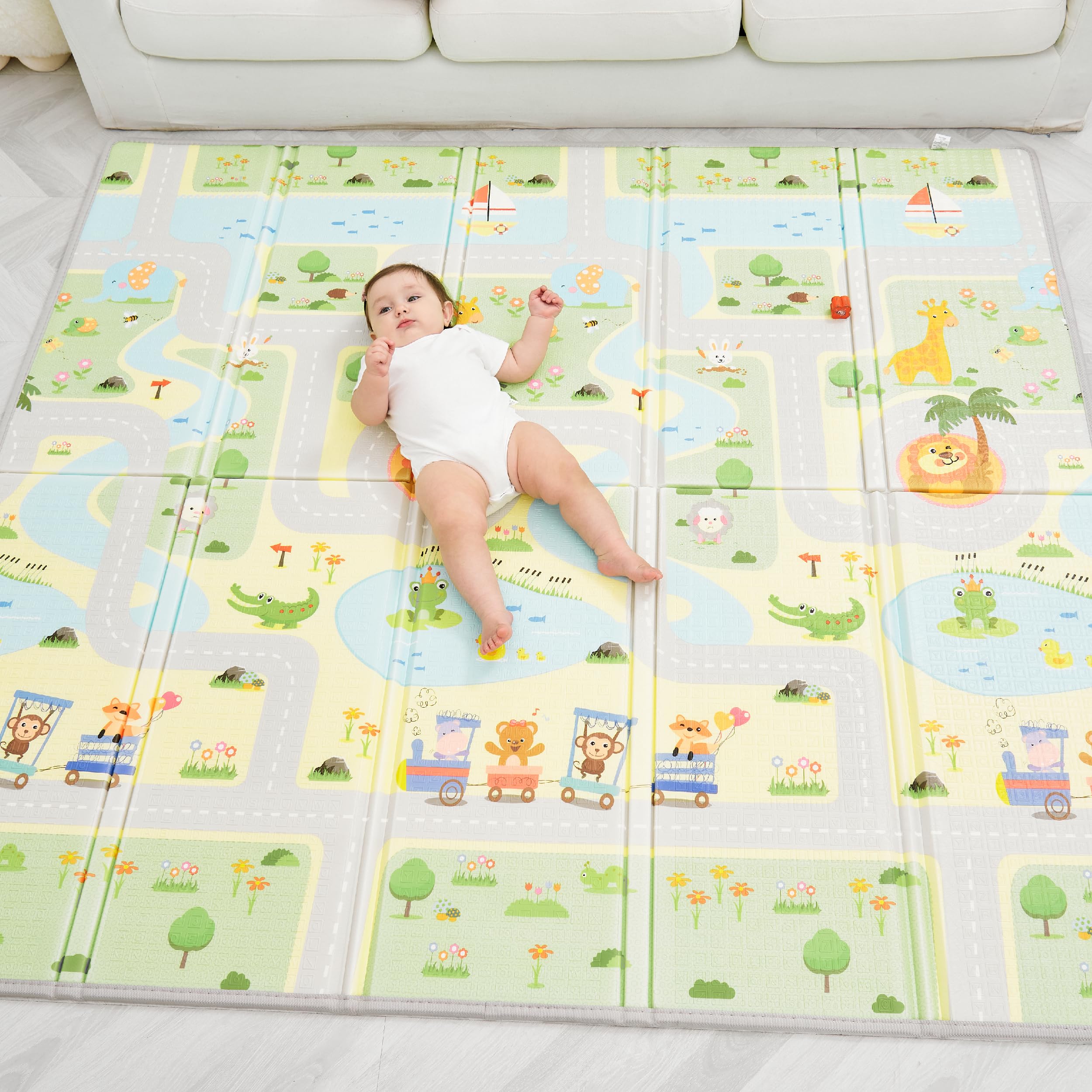 Tappeto Gioco Bambini Pieghevole 150x180x1cm Palestrina Neonato Montessori Reversibile Non Tossico E Impermeabile In Schiuma Per Bimbi. Palestra Neonati - Tappeto Tummy Time Neonati - Regalo Bambino
