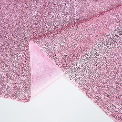 Miniatura 8 de Eternal Beauty Mantel redondo de lentejuelas de 120 pulgadas, grueso, redondo que no se trasluce, color rosa fucsia, para bodas y fiestas de