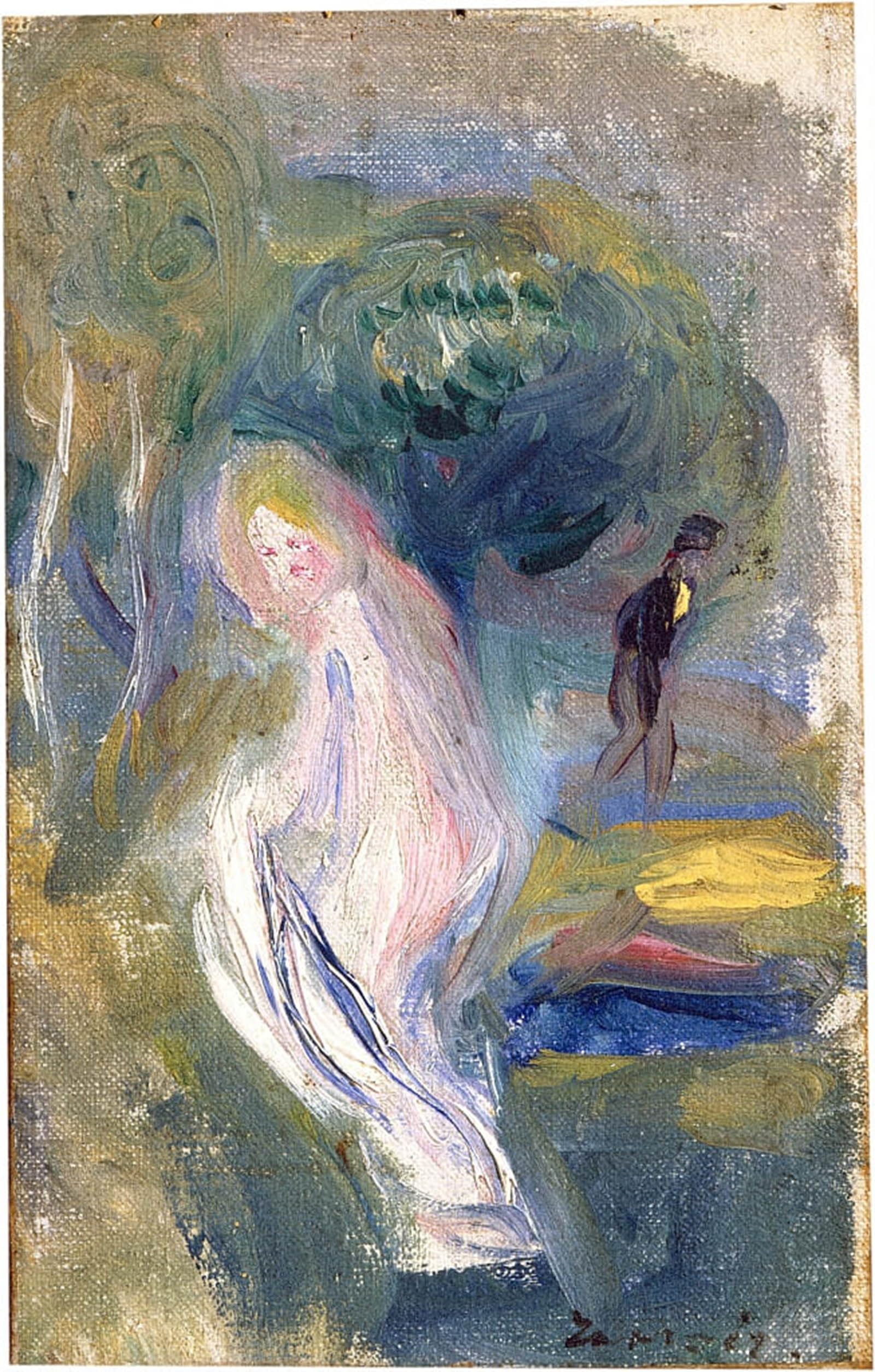 POSTERIIk Vintage Classic Picture Landscape Artwork with Figure in Background by Pierre Auguste Renoir Portrait Canvas Painting for Office Home Decor 60x90cm