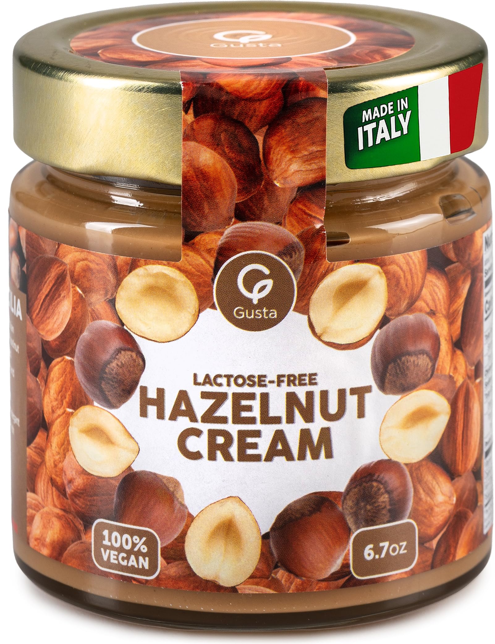 Italian Hazelnut Cream Spread - Silky Smooth Creamy Butter - No Palm Oil Lactose Gluten Non-GMO Vegan -