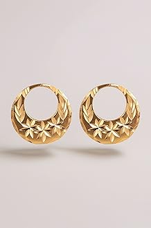 1 Micron 22K Gold Plated Nattiyan Earrings For Men's Panjabi Boy | Gold Plated Brass Material Golden Hoop Studs Earrings Bali For Mens Fashion's